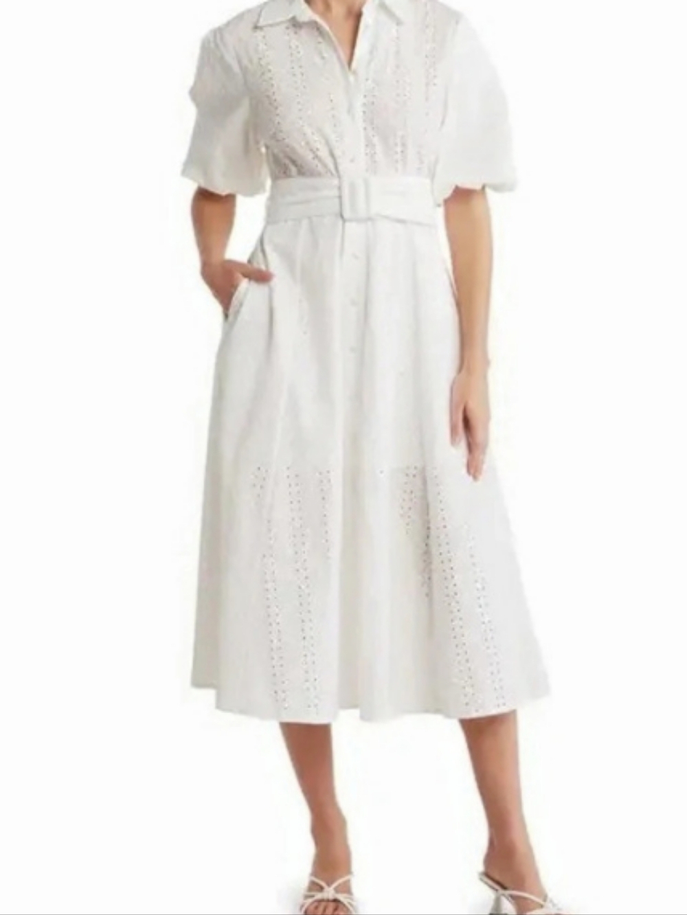 Melody Eyelet Midi Dress in White Size XS Like New